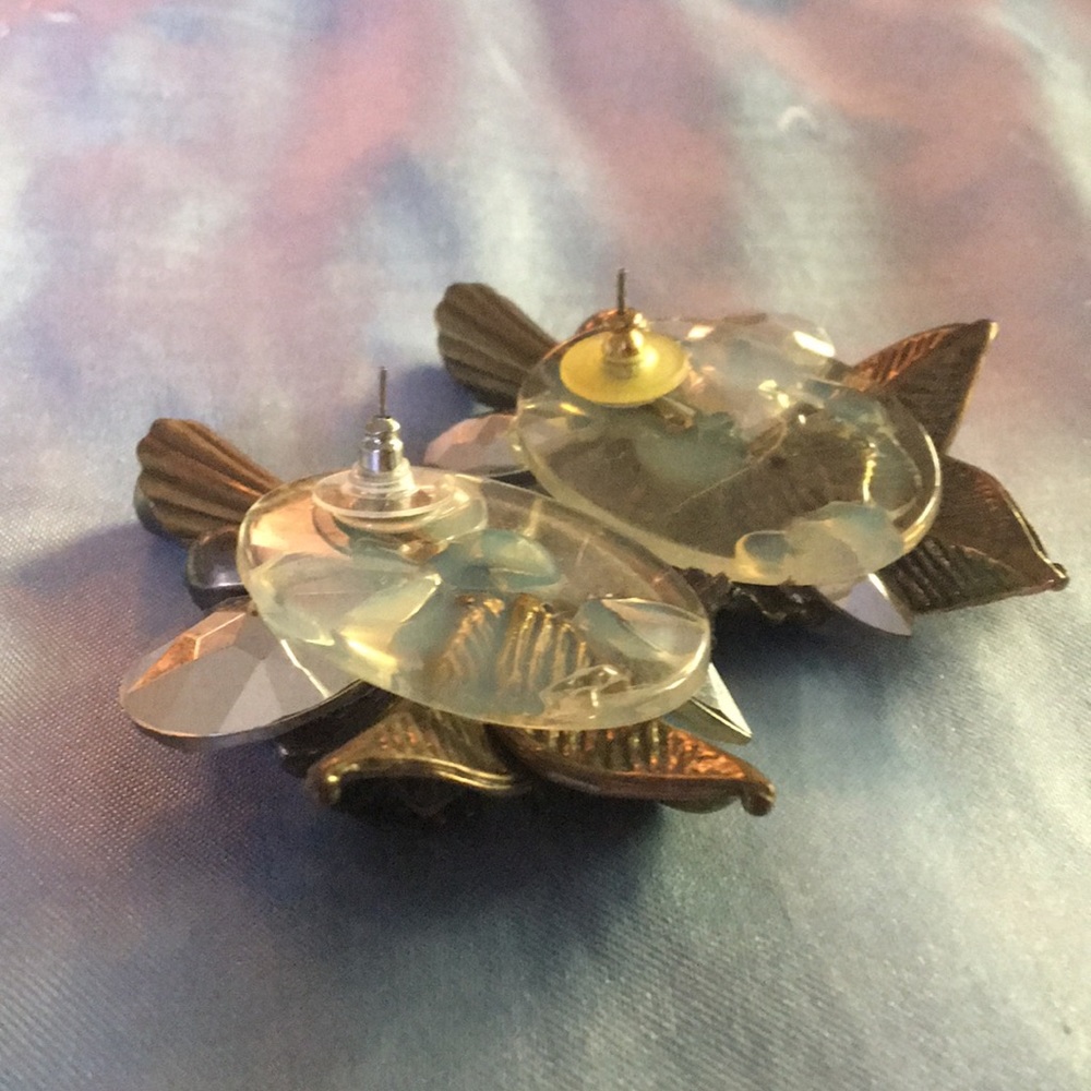 🥜TRADED🥜Vintage silver LARGE floral earrings - Picture 8 of 14
